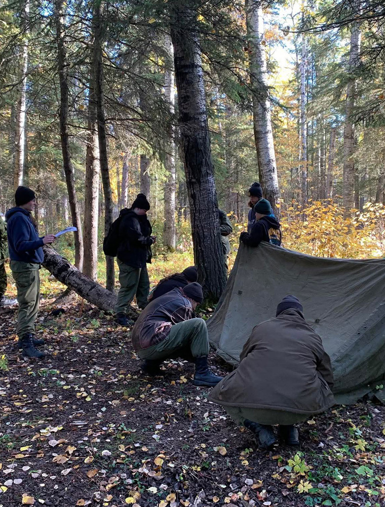 Humboldt Army Cadets learning Survival Skills in the wilderness