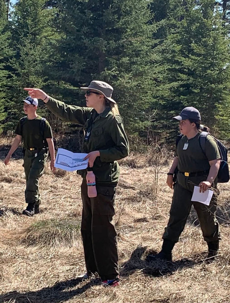 Humboldt Army Cadets learning Map Skills in the wilderness