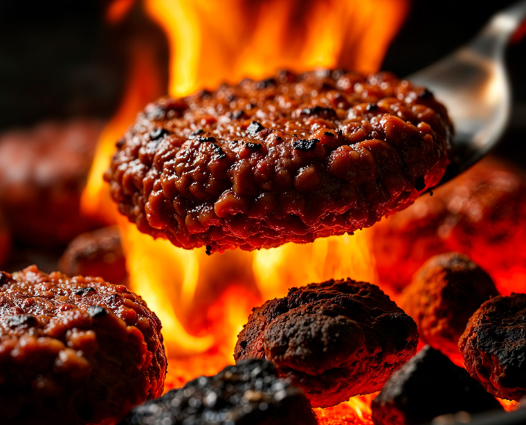 Image of a burger on a grill