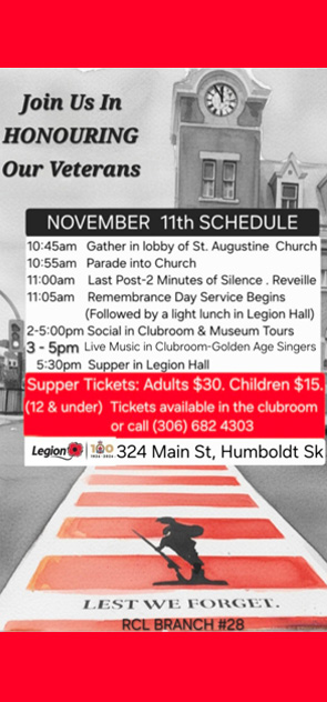Image of the November 11, 2026 Service schedule Humboldt Legion